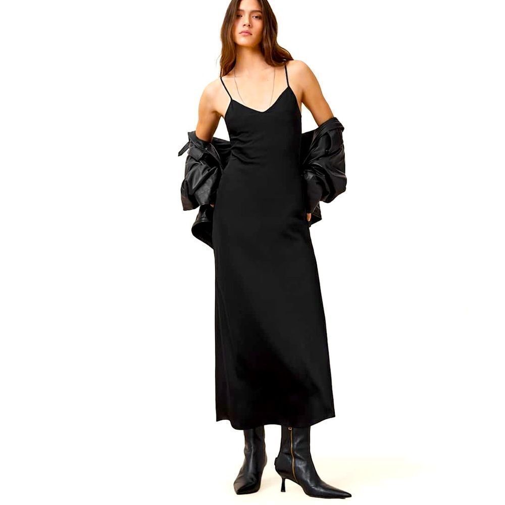 AllSaints Briony V-Neck‎ Black Slip Dress 2-160/80A